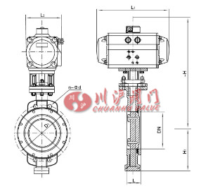 氣動對夾蝶閥結(jié)構圖